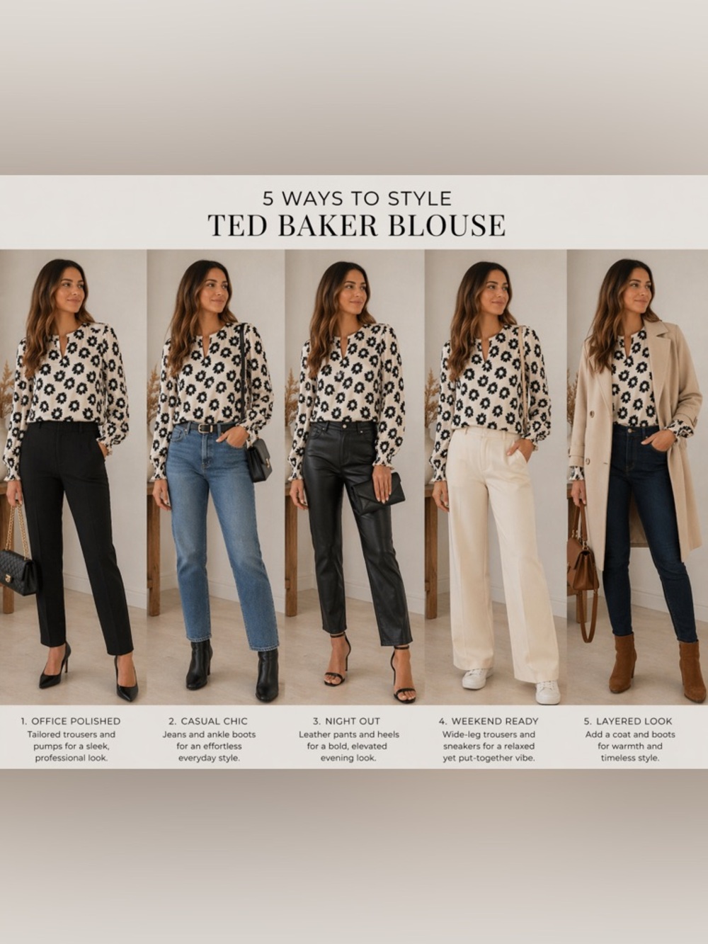 Ted Baker Black and White Floral Blouse